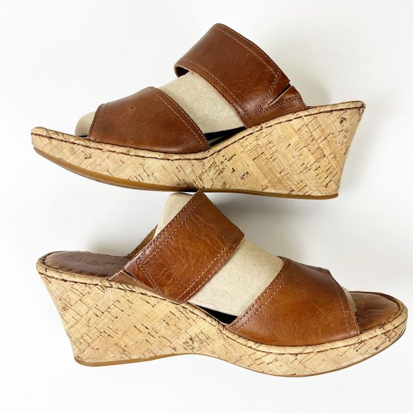 2/$30 Born Leather Platform Sandals 11 - Picture 3 of 6